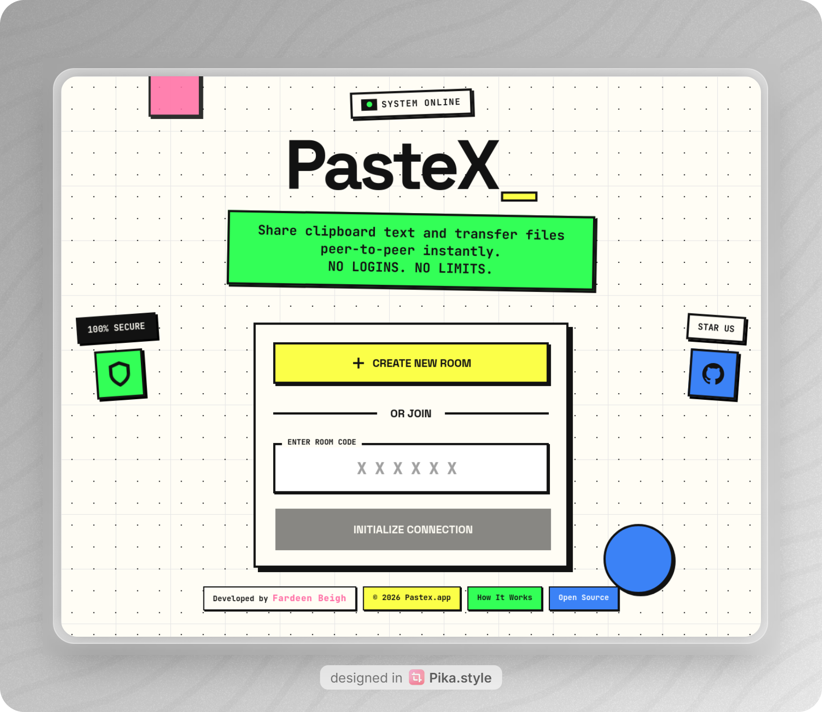 Pastex - Secure P2P File & Text Sharing